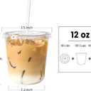 [100 Sets - 12oz Round Bottom Clear Plastic Cups with Lids and Straws, Disposable Iced Coffee Cups with Lids To Go Cold Drink Cups for Smoothies, Juices, Party Catering