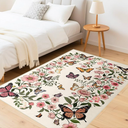 FSUVSJBGT Area Rug for Living Room 5'x7' - Floral Butterfly Print 5x7 Area Rugs for Living Room Soft Beige Washable Rugs Ultra-Thin Indoor Door Mat (5'x7',Beige)