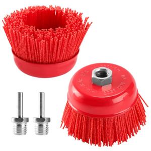 POLIWELL 4 Inch Nylon Filament Brush 2 Pack, 4 Abrasive Bristle Cup Brush Set 5/8"-11 Thread, 1/4" Arbor Max 8500 RPM for Variable Speed Angle Grinder, Polisher and Drill, Prep Surfaces for Bed Liner