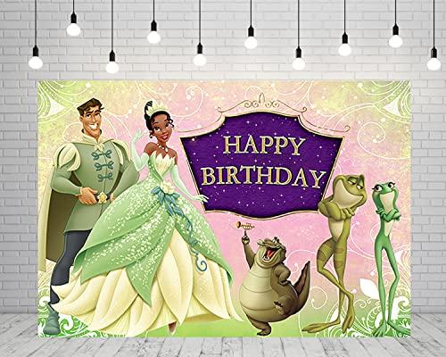 Princess Tiana Backdrop for Birthday Party Supplies 5x3ft Tiana Photo Backgrounds Princess and The Frog Theme Baby Shower Banner for Birthday Cake Table Decoration