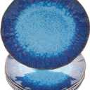 Melamine Salad Plate Plastic Dinner Plastic Plate Set of 6 Pcs 9 inch Round Lightweight Plates Shatter Proof Chip Resistant Dishwasher Safe Not Microware Not Oven(Deep Blue)