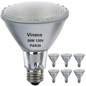 Vinaco PAR30 Flood Light 50W, 6 Pack High Brightness 650LM PAR30 Halogen Long Neck Dimmable,PAR30L Flood 50 Watt 3000K Warm White, Long Lasting PAR 30 50W 120V Flood Long Neck with E26 Base