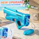 2 Pack Electric Water Guns for Adults Kids USB-C Charging Port, Automatic Powerful Squirt Gun, High Powered Shooting Blasts, Strongest Long Range Auto Water Blaster, Pool Toy (Blue+Red)