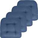 Sweet Home Collection Patio Cushions Outdoor Chair Pads Premium Comfortable Thick Fiber Fill Tufted 19" x 19" Seat Cover, 4 Count (Pack of 1), Blue