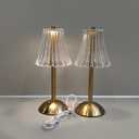 Cordless Table Lamps for Home,Table,Dining Room, Gold Rechargeable Lamps, USB Charge 12'' Tall LED Brass Portable Outdoor Indoor Table Lamp with Built-in Dimmer (Pack2 Gold Flower Lamp)