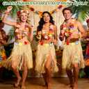 Luau Party Decorations, Grass Table Skirt for Tropical Hawaiian Party Decorations, Flower 72.8'' X 29.5'' Hawaiian Luau Party Favors & Aloha Summer Beach Themed Party Decorations Suppplies