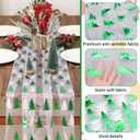 Tenceur Silver Green Xmas Tree Christmas Table Runner Tulle Runner 120 Inch 10ft Winter Festival Holiday Kitchen Dining Table Decoration for Home Party Indoor
