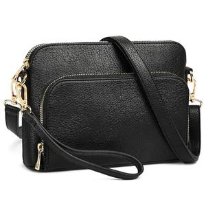 Marvolia Crossbody Bag for Women - PU Leather Shoulder Bag Trendy Small Crossbody Purse Bag for Travel Work Party - Black