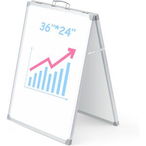 Lincia 36 x 24 Inch Portable Dry Erase Board with Stand, Foldable White Board Double Sided Whiteboard Easel, Silver Aluminum Frame with Metal Handle for Office Home School Teaching Demonstration