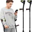 Forearm Crutches for Adults, Foldable Adjustable Arm Crutches with Anti-Drop Cuff & Reflective Design, Lightweight Aluminum Walking Crutches, 300 lbs Capacity (A Pair)