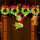 Outdoor Christmas Fence Decorations, 6Pcs Light Up Christmas Fence Peeker Signs Decor with LED String Lights for Yard Garden Lawn Fireplace, Tree Decoration