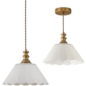 JTYQEISW 10.62-inch White Pendant Light Single-Head Island Pendant Light E26 Socket Adjustable Height Pendant Light Kitchen Bar Pendant Light Bedside Pendant Light for Bedroom
