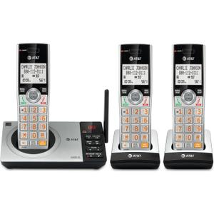 AT&T DECT 6.0 Expandable Cordless Phone with Answering System, Silver/Black with 3 Handsets