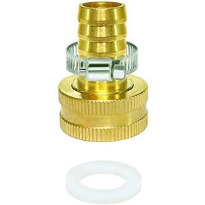AOPANDA Garden hose Adapder, 3/4'' to 1/4'' ID Hose Adapter, Convert 3/4" Female Hose Thread Bib to 1/4" ID Tubing, 1 Brass Adapter with 2 Washers