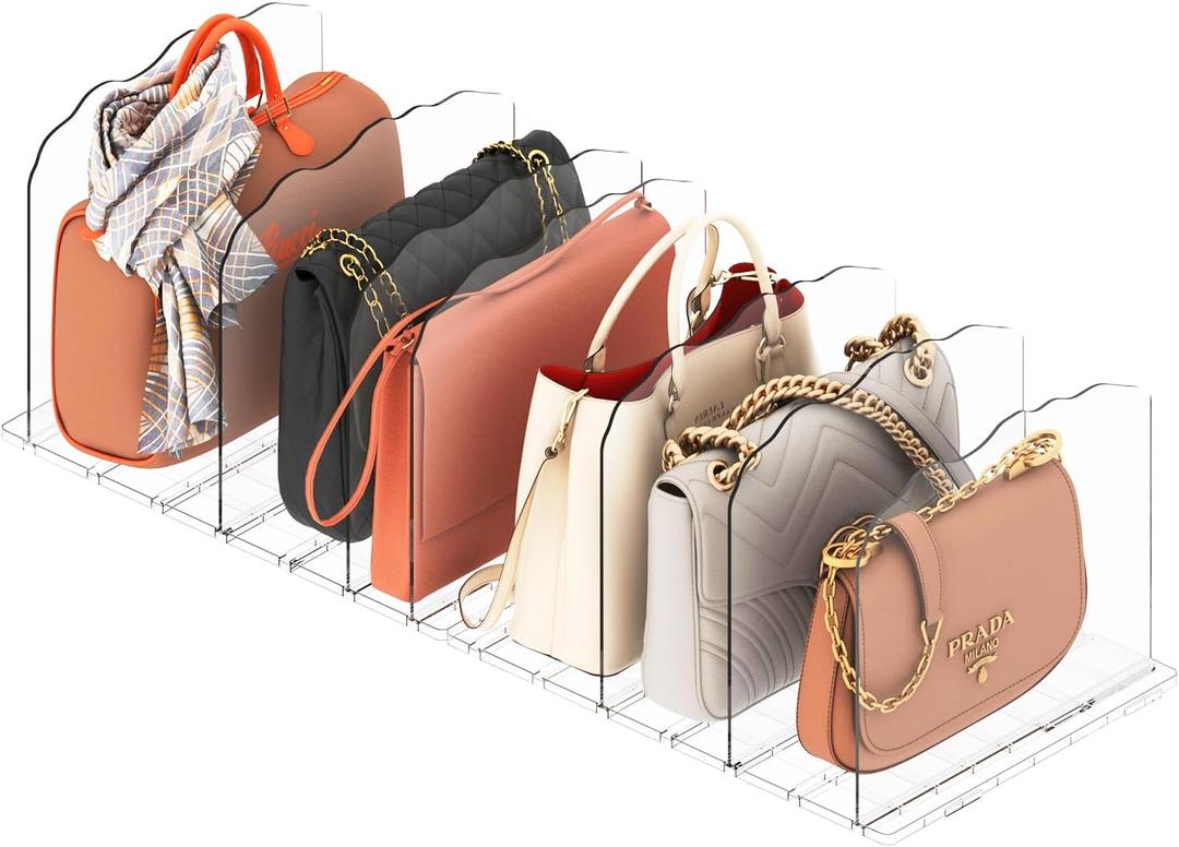 Sturdiness Purse Organizer for Closet - Size Adjustable Purse Storage, Clear Acrylic Closet Organizers and Storage, Easy Assembled Purse Rack Small Closet Organizer for Bedroom,Living Room, 2 Pack