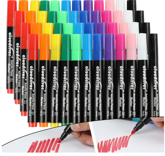 Cloudriver Metallic Marker Pens, 48 Colors Metallic Paint Markers