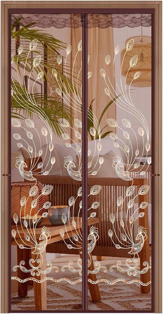 Mesh Magnetic Screen Door, Sliding Door Screen Magnet Closure Curtain for Front Back Patio Balcony, Hands Free Screen Partition, Bug Free Heavy Duty (37.5 * 83 Inch)