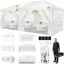 COBIZI 10x20 Pop Up Canopy Tent Commercial Instant Shelter with 6 Sidewalls, Durable Waterproof Portable Gazebo UPF 50+ for Outdoor Party, Wedding, Vendor Events (White)