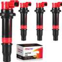 Pack of 4 Ignition Coil Pack Compatible with Yamaha 2003-2007 YZF-R6 2006-2009 YZF-R6S 2002-2006 YZF-R1 2006-2014 FZ1 2009-2016 Vmax 1700 2015 FZS1 2003-2007 R6 F6T558 2C0-82310-00-00 Red