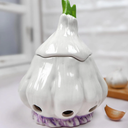 Ceramic Garlic Keeper with Lid - Breathable Freshness Storage