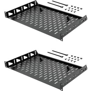 Tecmojo 1U Rack Shelf,19 inch Rack Shelf 12 inch Depth,Rack Mount Shelf with Anti-Slip Stops,Server Rack Shelf and Network Shelf for 19 in Equipments, 55lbs Capacity of Vented 1U Shelf,No Lip(2 Pack)
