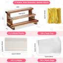Tuanse 2 Pack Wooden Cake Pop Stand 3 Tier Cake Pop & Lollipop Display Holder with 100 Treat Bags Lollipop Sticks and Gold Twist Ties for Dessert Table Wedding Baby Shower Birthday Party(Acacia Wood)