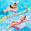 Premium Thickened Mermaid Pool Float for Kids & Adults - Large Inflatable Mermaid Tail Lounge Raft with Cup Holders, Backrest, Mesh Bottom and Handles Summer Water Fun Beach Party Swimming Pool Toys, 46"Inflatable Pool Float for Adults