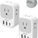 TESSAN 4 Prong to 3 Prong Outlet Adapter 2 Pack, US to Japan Plug Adapter with 4 Outlets 3 USB (1 USB-C), Outlet Adaptor US to Japan China Mexico Philippines Canada Peru Thailand Vietnam