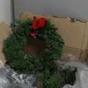 Dingion 8 Pcs Christmas Wreath Decorations 10 x 10 Inches Christmas Cabinets Wreaths with Red Ribbon Bow Bell Mini Artificial Hanging Garlands for Front Door Window Chair Wall