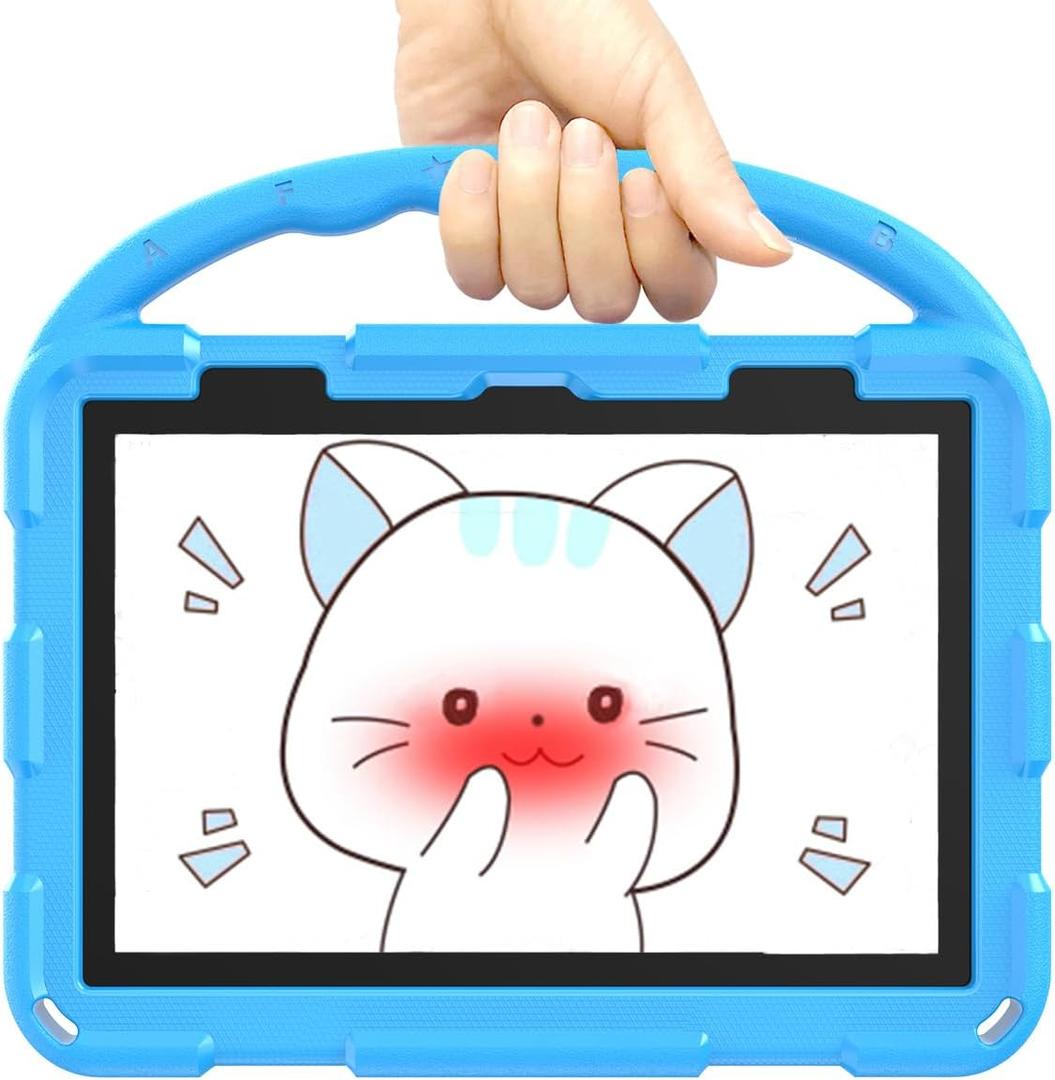 Fire HD 8 Tablet Case for Kids(2024/2022/2020 Release,12th/10th Generation),Incompatible with iPad Samsung,Shock Proof Friendly,360 Rotating Grip Stand,Portable Handle Kid-Proof Case (Blue)
