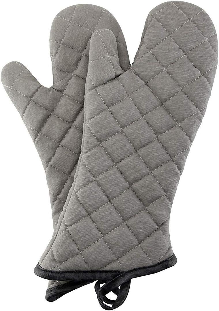 ARCLIBER Oven Mitts 1 Pair of Terry Cloth Lining - Heat Resistant Kitchen Gloves,Flame Oven Mitt Set,15 Inch (Gray)