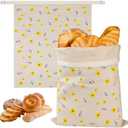 2 Pack Reusable Beeswax Bags, Cotton Storage Bags for Homemade Bread, Cotton Beeswax Wraps to Keep Bread Fresh, Sourdough Bag for Freezer