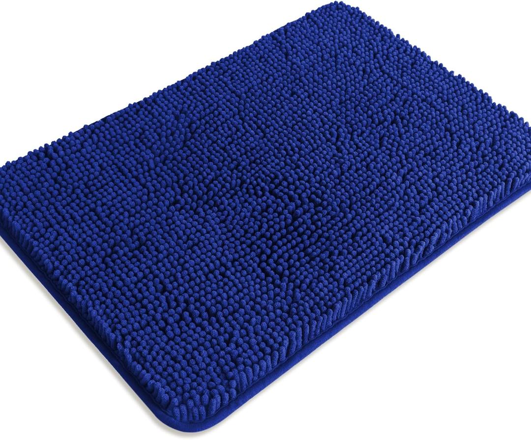 Royal Blue Bathroom Rugs  Absorbent and Washable Bath Mat, Non-Slip, Thick Soft Chenille Bath Rugs for Bathroom Floor, Shower, Sink - 17" x 24"