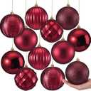 Syhood 12 Pcs 4 Inch Large Christmas Ball Ornament Christmas Tree Decoration Plastic Ornament Set Hanging Xmas Tree Ball for Xmas Holiday Wedding Party(Burgundy)