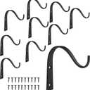 Decorative Hooks Plant Hanger Bracket Iron Metal Wall Dcor Shepherds Hook Lantern Wall Hanger for Hanging Plants Outdoor, Bird feeders, Rustic Home Decor (10 Pack Black)