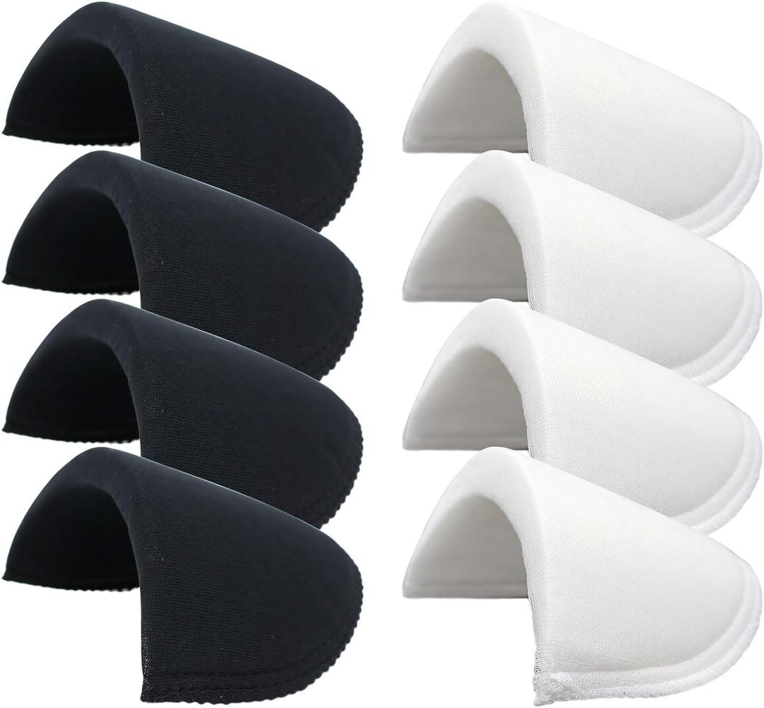 4 Pairs Shoulder Pads Sewing Foam Pads Set-in Sponge Shoulder Pad Shoulder Enhancer for Women Men Blazer Suit Coat Jacket Dress Clothes Sewing Accessories, 2 Pairs White & 2 Pairs Black