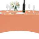 Hezuzo Spandex Table Cover for 8FT Table Universal Fitted Stretch Tablecloth for Party, Banquet, Wedding and Events-Peach