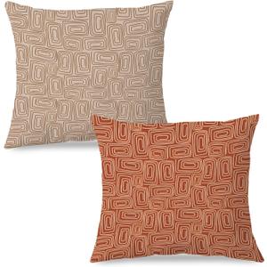 SPBL&L Modern Boho Abstract Fall Pillow Covers, 18x18, Cream Rust, 2 Count, Indoor Decor, Perfect for Bedroom, Living Room, Sofa, Bed, Home, Outdoors, Anniversary, Birthday, Gifting