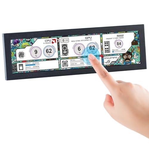 Hosyond 8.8 Inch Touchscreen Computer Secondary Screen 1920x480 FHD IPS LCD Display for PC Case AIDA64 CPU GPU Temperature Monitor, for Raspberry Pi