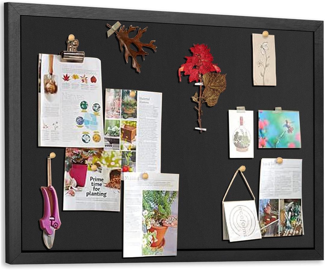 Miratino Large Bulletin Board, 23 "x18 Black Cork Boards for Walls with Frame, Pin Display Board Vision Board for Home School Office Decor