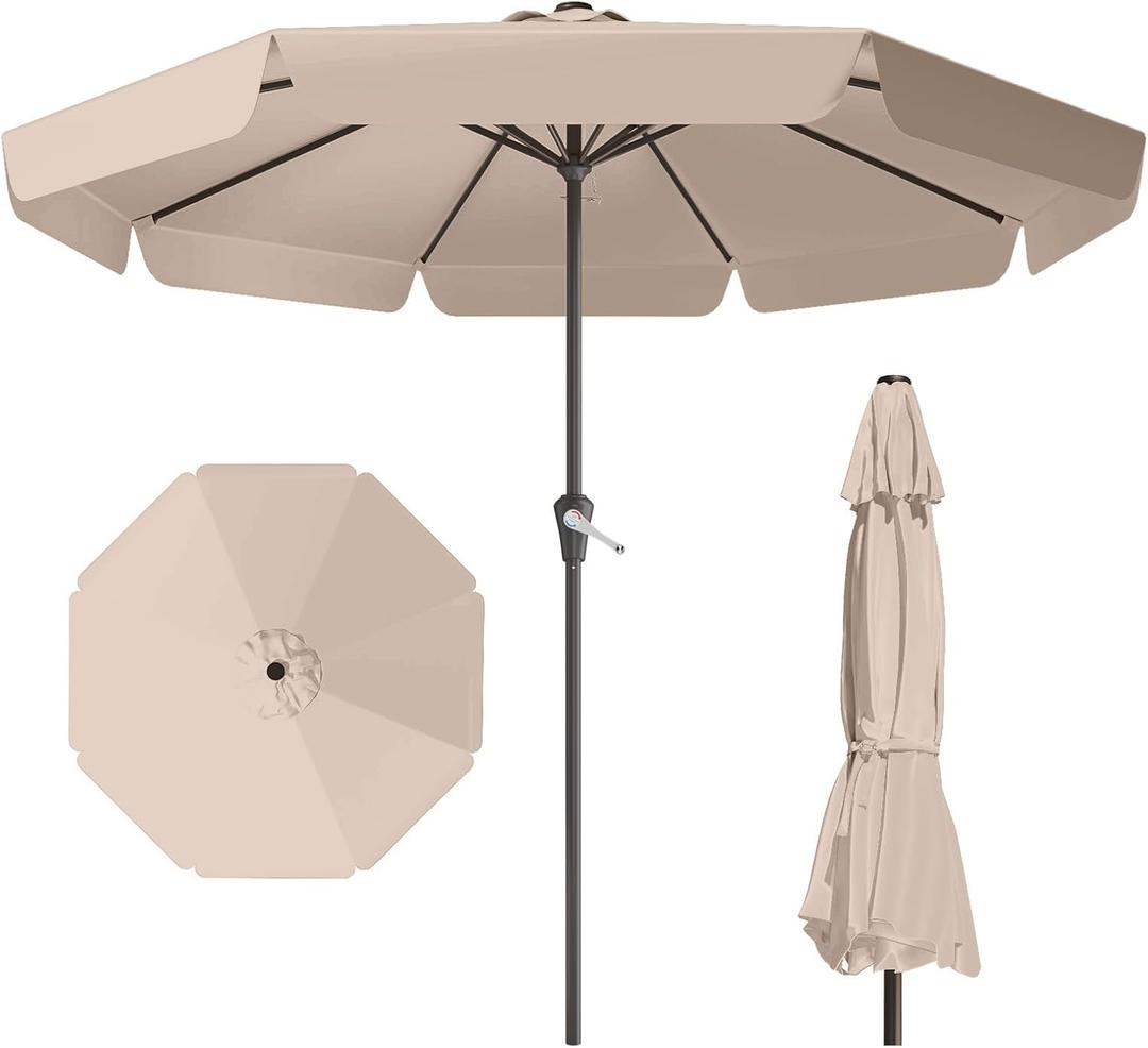 12FT Patio Umbrella Table Market Umbrella w/Crank Outdoor Umbrellas for Garden, Deck, Backyard, Pool and Beach, Beige