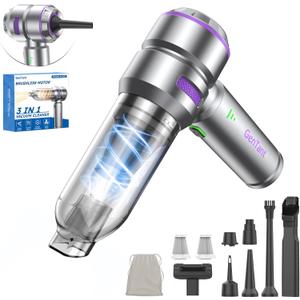 Car Vacuum Portable Cordless, 18000PA Handheld Vacuum Cordless, High Power Air Duster with Brushless Motor, Type-C Charge, 3 in 1 Mini Vacuum Cleaner for Car, Home, Office, Pet Hair