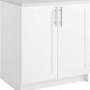 Prepac Elite 32" W Storage Cabinet with Doors and Shelves, White Garage Cabinet, Bathroom Storage with 1 Adjustable Shelf 24.5" D x 32" W x 36" H, WSCR-1005-1