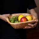 ZENFUN Natural Wood Fruit Bowl 7.8-9.5 Inch, Unique Root Dish Bowl, Fruit Snack Dish for Sandwich Bread Serving, Handmade Serving Bowl for Candy, Vintage Ring Dish, Serving Appetizer Display