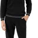 DAVID ARCHY Mens Pajamas Set Ultra-Soft Fleece Pajamas Lightweight & Breathable Sleepwear Long Sleeve Lounge Set with Pockets (X-Large, Black)