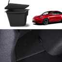 BASENOR 2023 2022 2021 Tesla Model 3 Trunk Storage Bin, Trunk Organizer with Carpeted Lid, Waterproof Rear Trunk Side Storage Box for Model 3 Interior Accessories (Not Fit 2024 2025 Model 3)