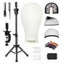 Firstwon 22 Inch Wig Head Mannequin Head for Wigs, Wig Stand with Head for Hair Styling Practice Display Wigs Making Tripod Stand with T Pins Set