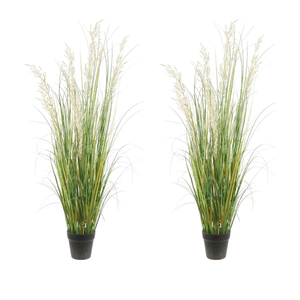 Artificial Plant, 47in Tall, 2pk Grass, Faux House Plant in Pot, Indoor Decorative Flowers & Plants, Housewarming Gift