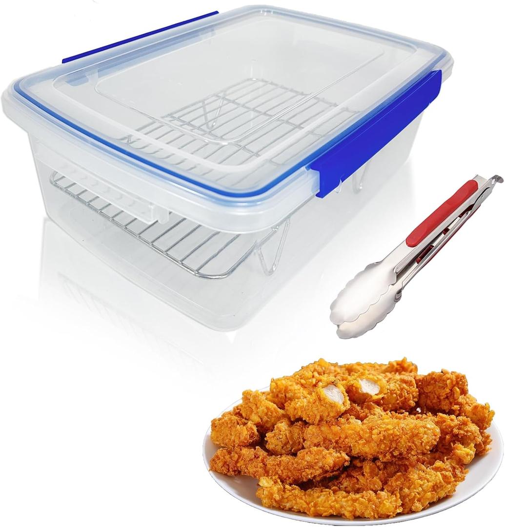 Large Batter Bowl, Batter Breader Shaker Bowl with Lid, No Mess Sifter and Mixer for Fried Chicken