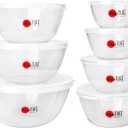 14pcs Set Salad Bowls (7 Airtight & 7 Lids) | Clear Salad Mixing Bowl for Cooking, Baking, Prepping | BPA Free, Dishwasher, Microwave & Freezer Safe Food Containers for Kitchen - Clear